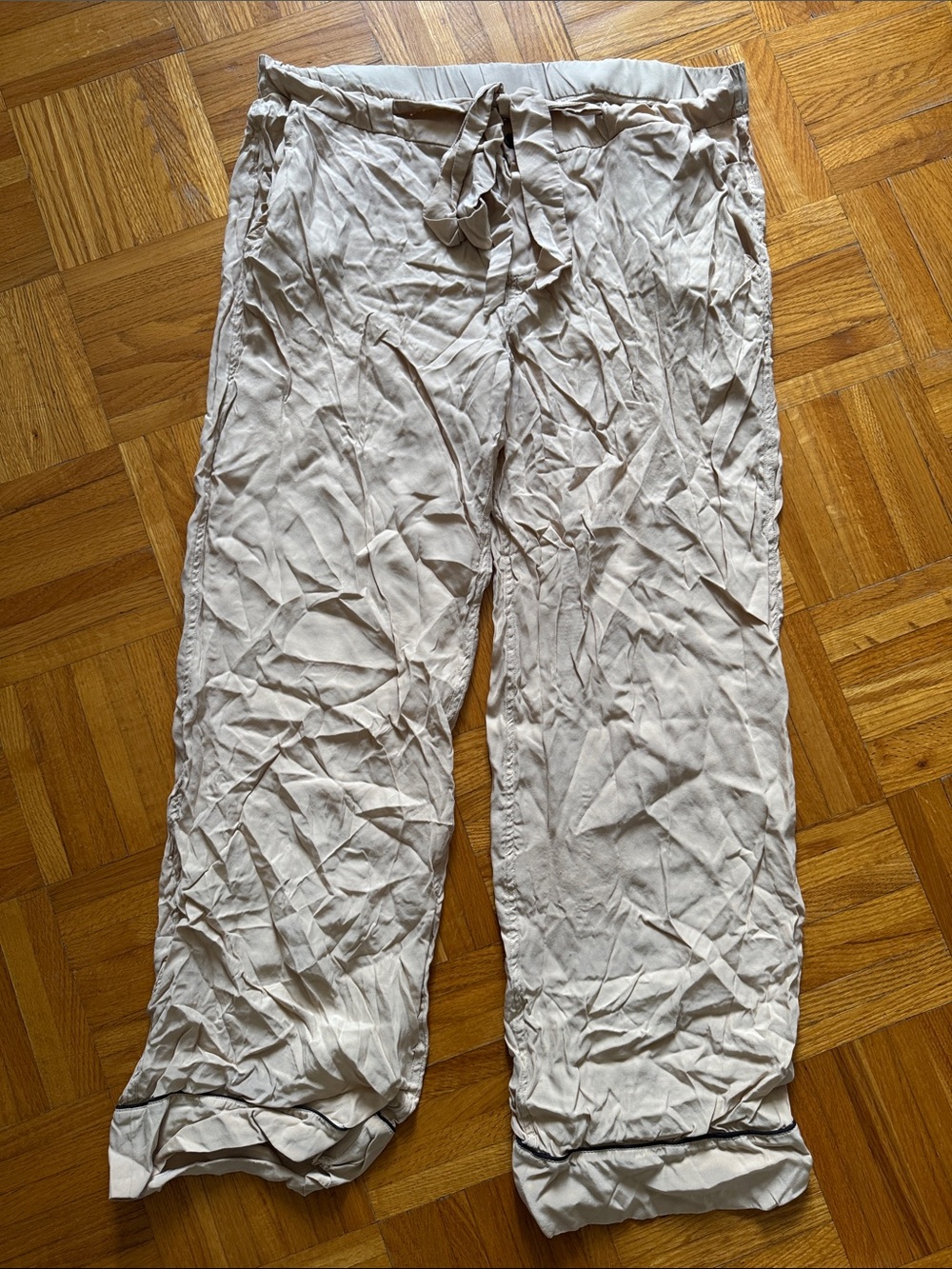 Kiki de montparnasse beige silk pajama pants